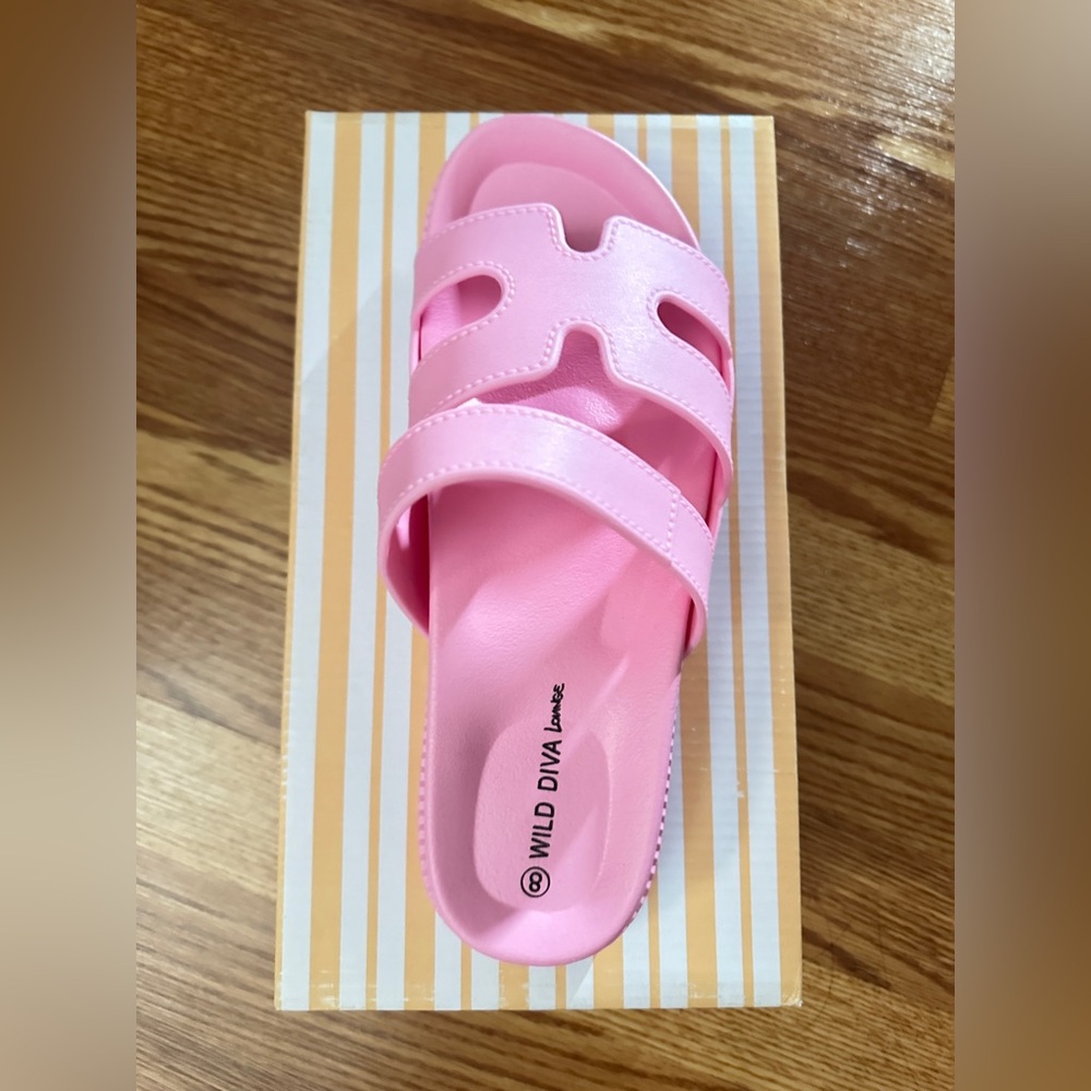 Wild Diva Pink Slide Sandals